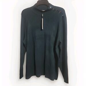 CHICOS NWT XXL(4) Ella Mockneck Sweater Decorative Buttons|Soft Lightweight Chic